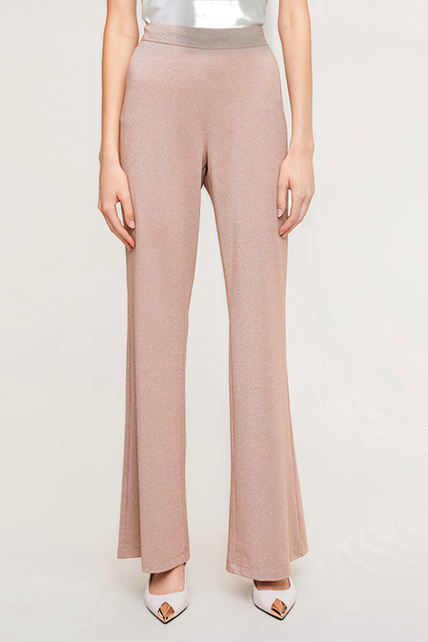 LUREX FLARED TROUSERS NATURAL 1