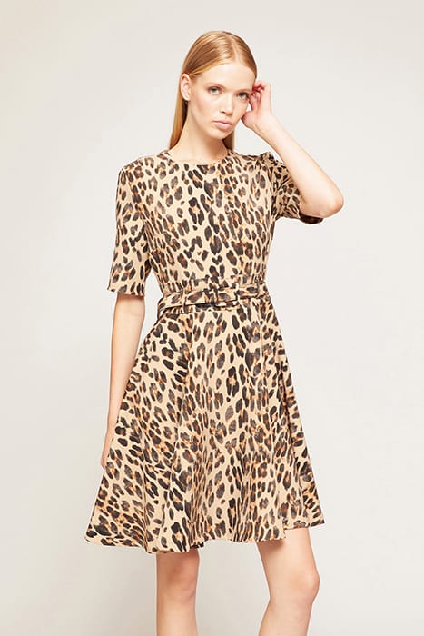 SHORT DRESS WITH ANIMAL PATTERN DRESS NATURAL 1
