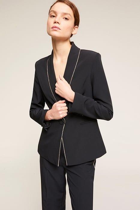 SINGLE-BREASTED BLAZER WITH JEWEL BORDER BLACK 4