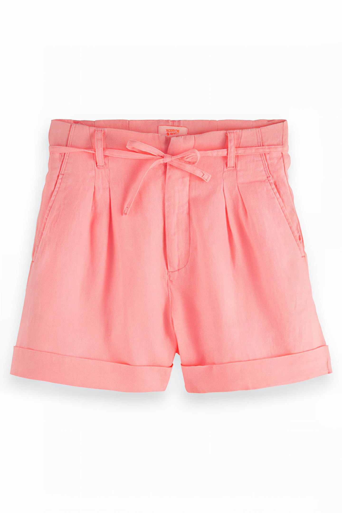 HIGH-RISE LINEN SHORT NEON CORAL 1