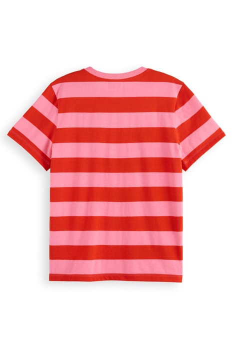 REGULAR FIT STRIPED ORGANIC COTTON T-SHIRT FLUO PINK 2