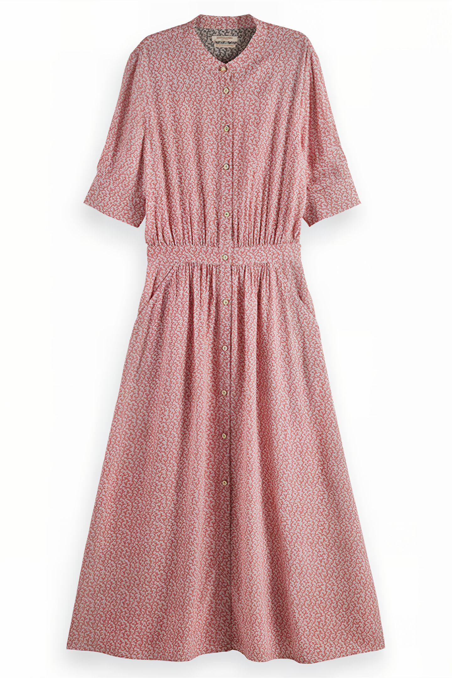 MIDI DRESS WITH BUTTON CLOSURE CORAL 1