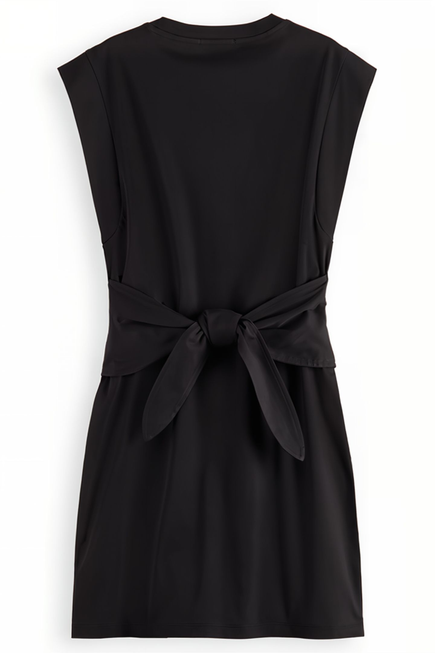 TIE WAIST MINI JERSEY DRESS EVENING BLACK 2