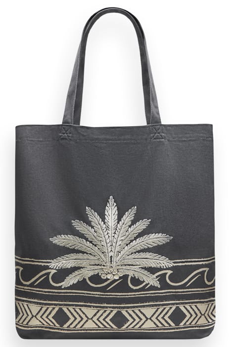 CANVAS TOTE BAG WITH EMBROIDER PALM WAVE BORDER 1
