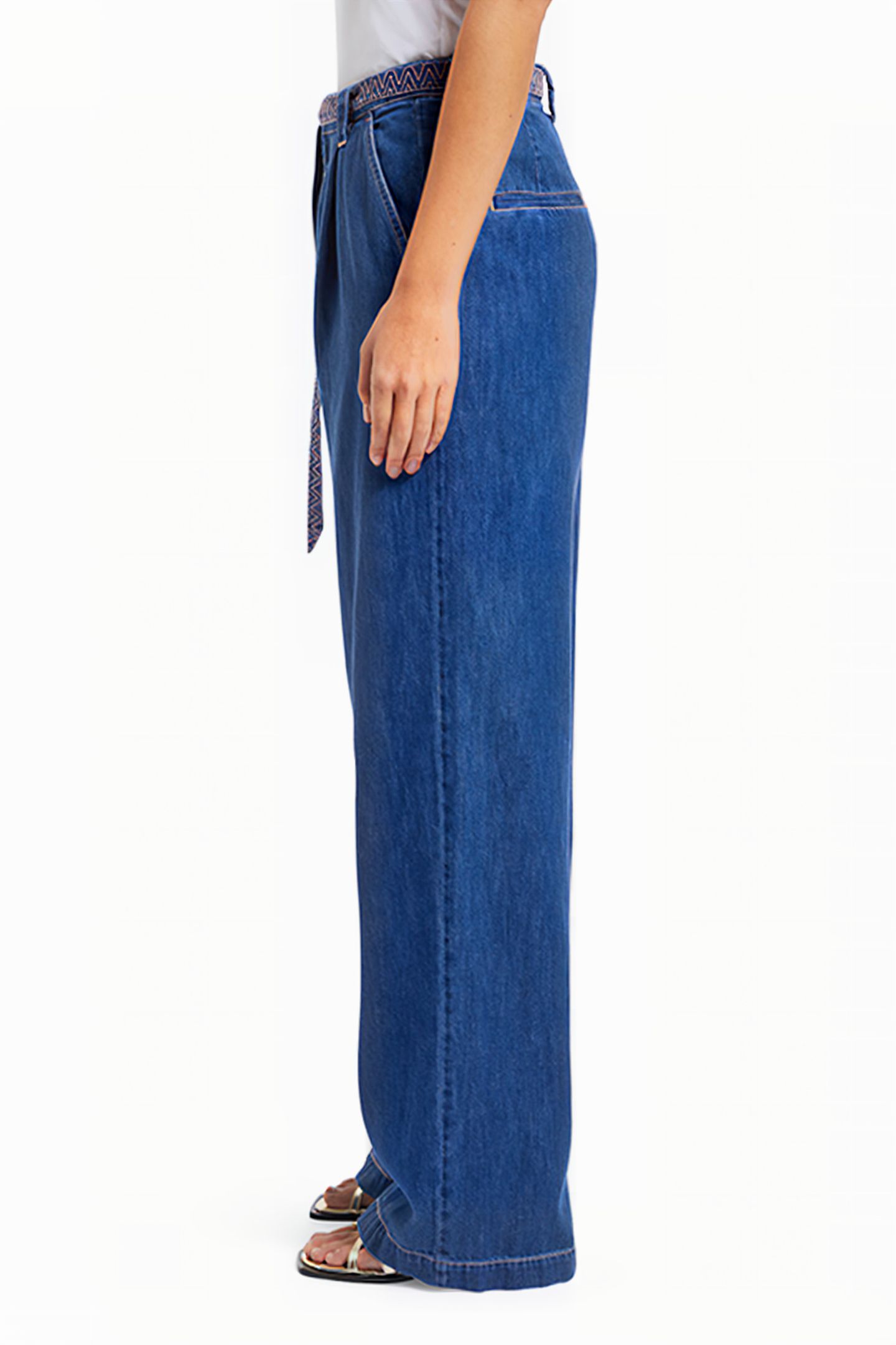 SUMMERY PANT WITH BELT — WASHED INDIGO WASHED INDIGO 5