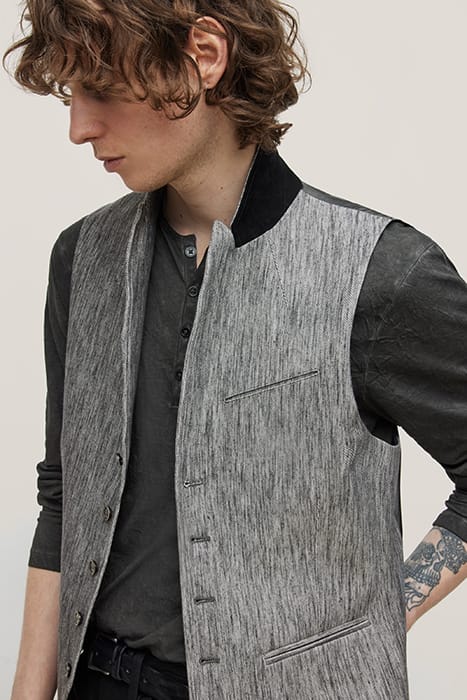 SLIM FIT PEAK LAPEL VEST WITH WIRE INSER MED GREY 2