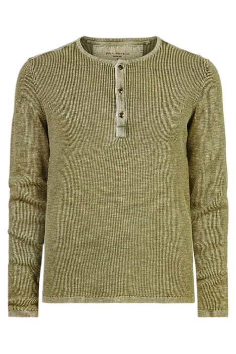 NASHVILLE WAFFLE HENLEY IN FADEAWAY WASH OLIVE LEAF 1