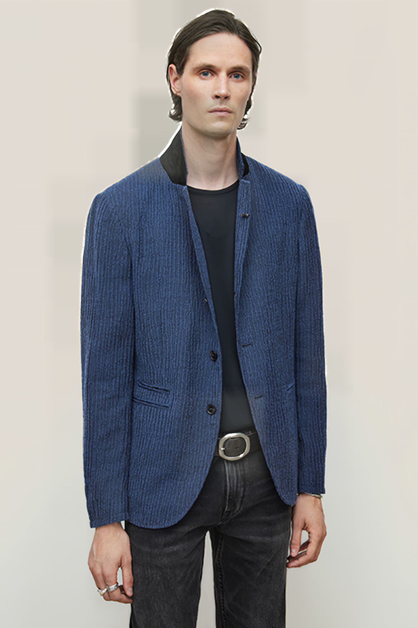 SLIM FIT NOTCH LAPEL JACKET W/ HOOK AND CADET BLUE 1
