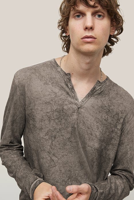 ASH LS GROMMET HENLEY WITH CARBON WASH NICKEL 2