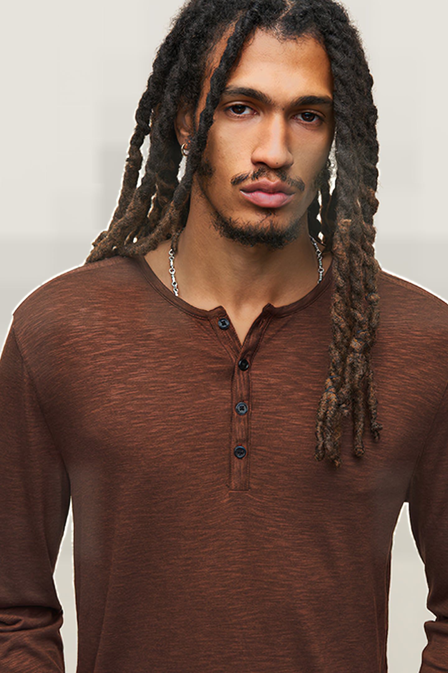 DANVILLE REGULAR FIT LS HENLEY WITH PLAC PRUCE 2