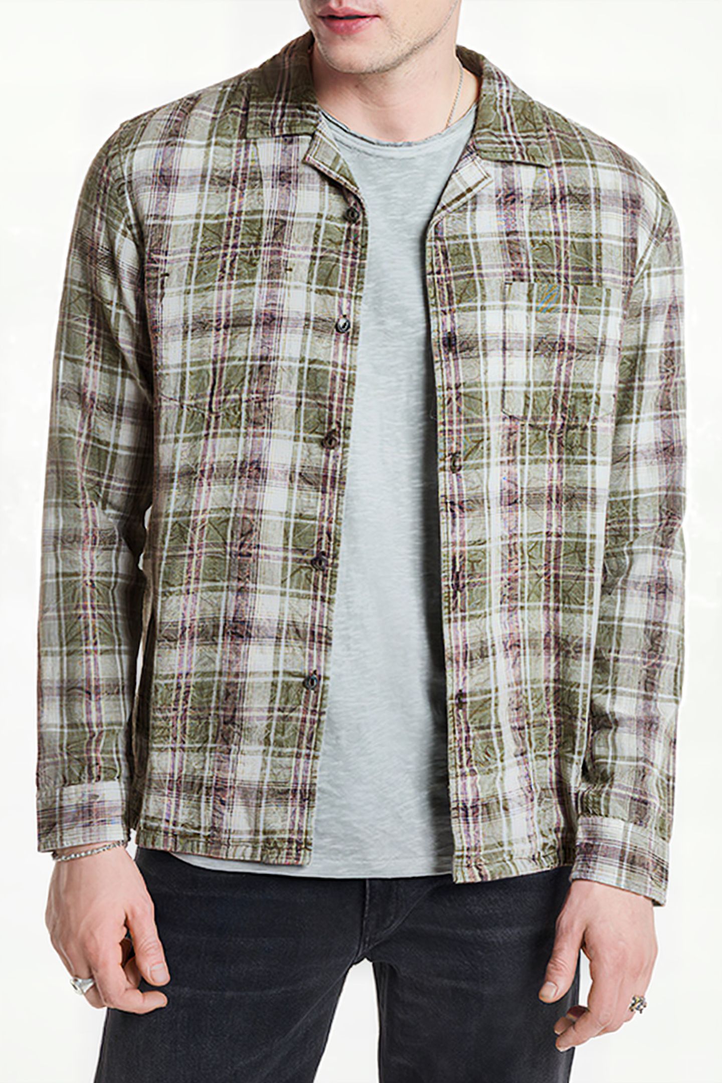 STANTON L/S REVERSIBLE - OVERSIZE REVERS DARK MOSS 1