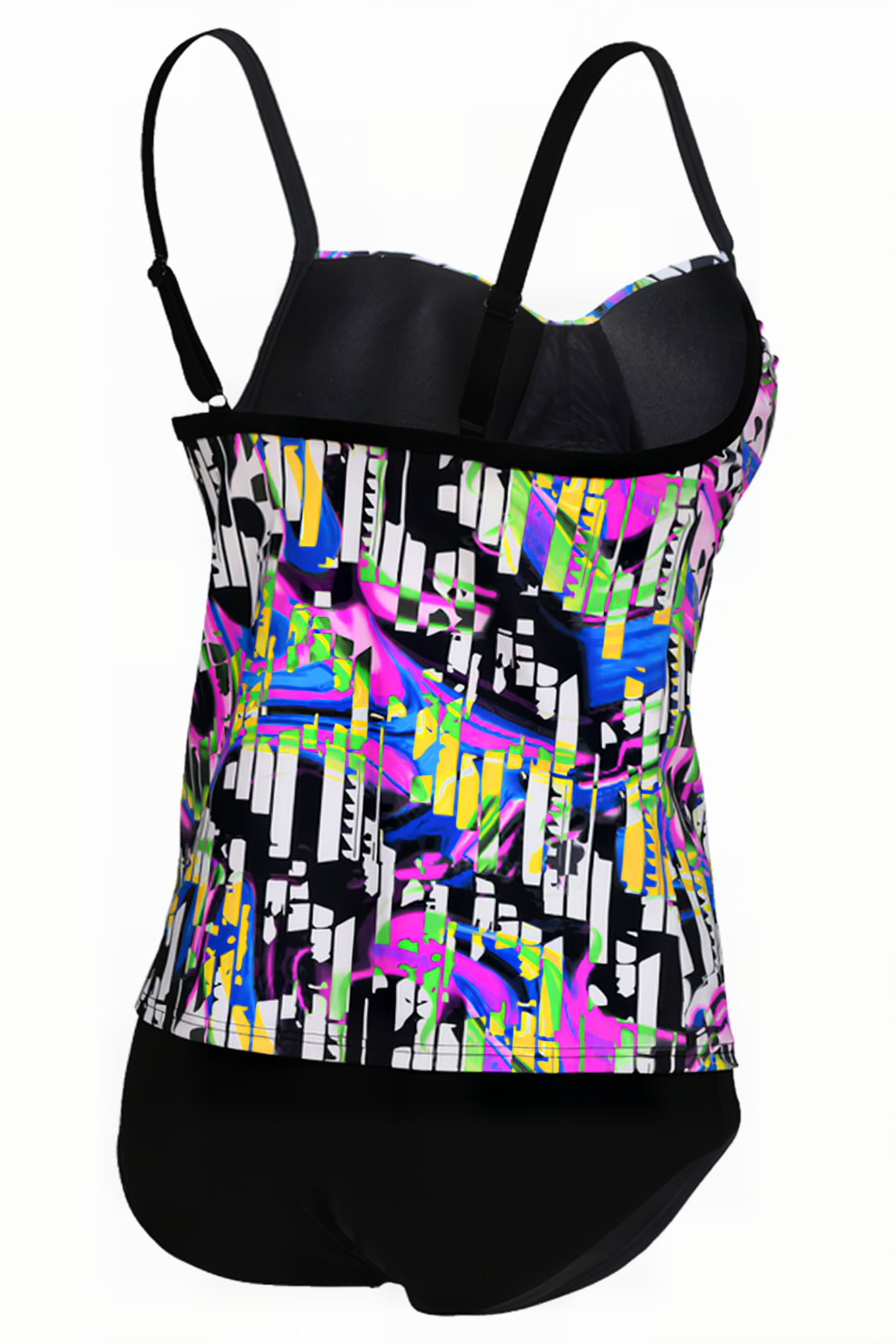 WOMEN'S BODYLIFT TANKINI CAROLINA C-CUP BLACK MULTI-BLACK 8