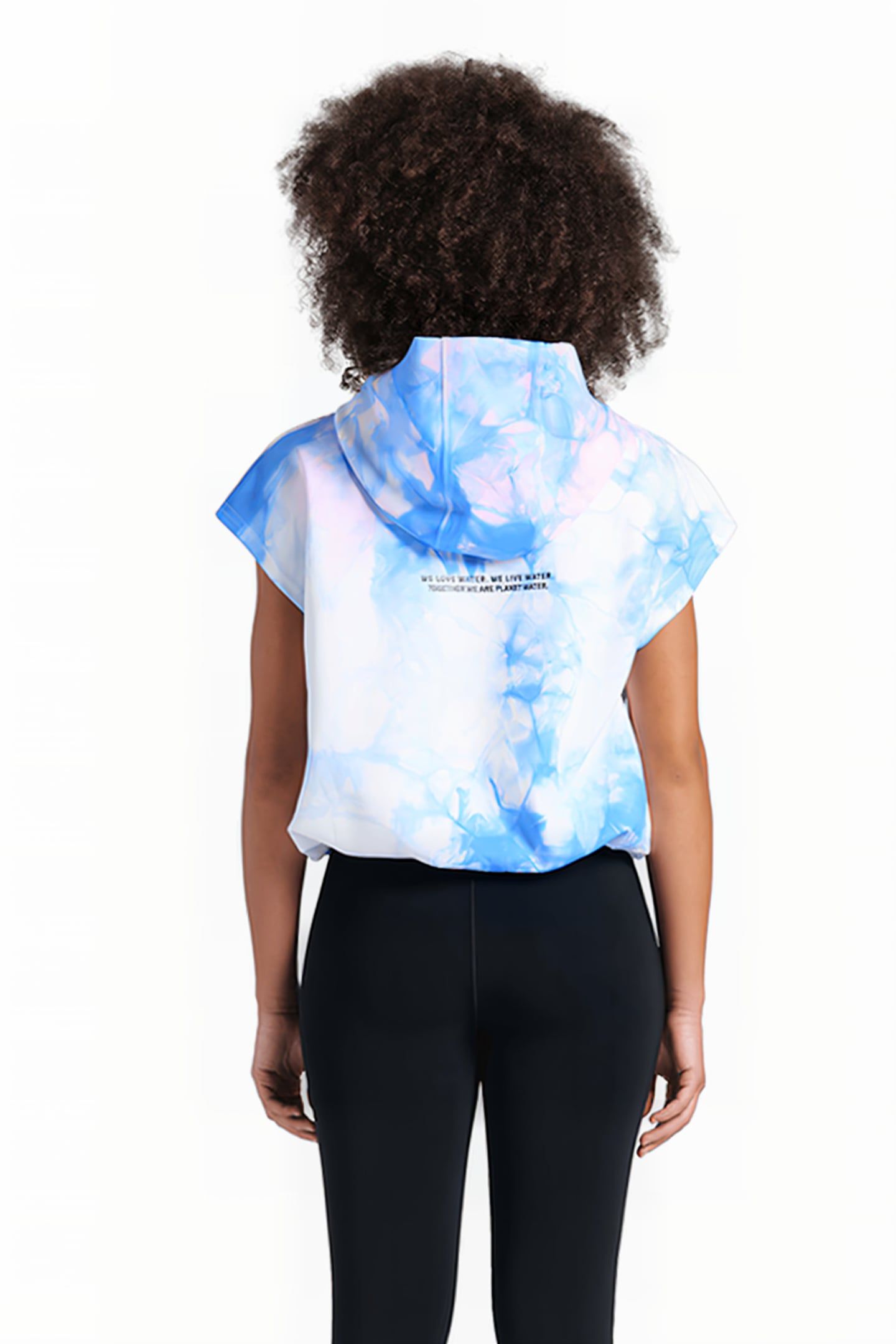 WOMEN'S HOODED SLEEVELESS SWEAT MPH CYAN MULTI TIE&DYE 2