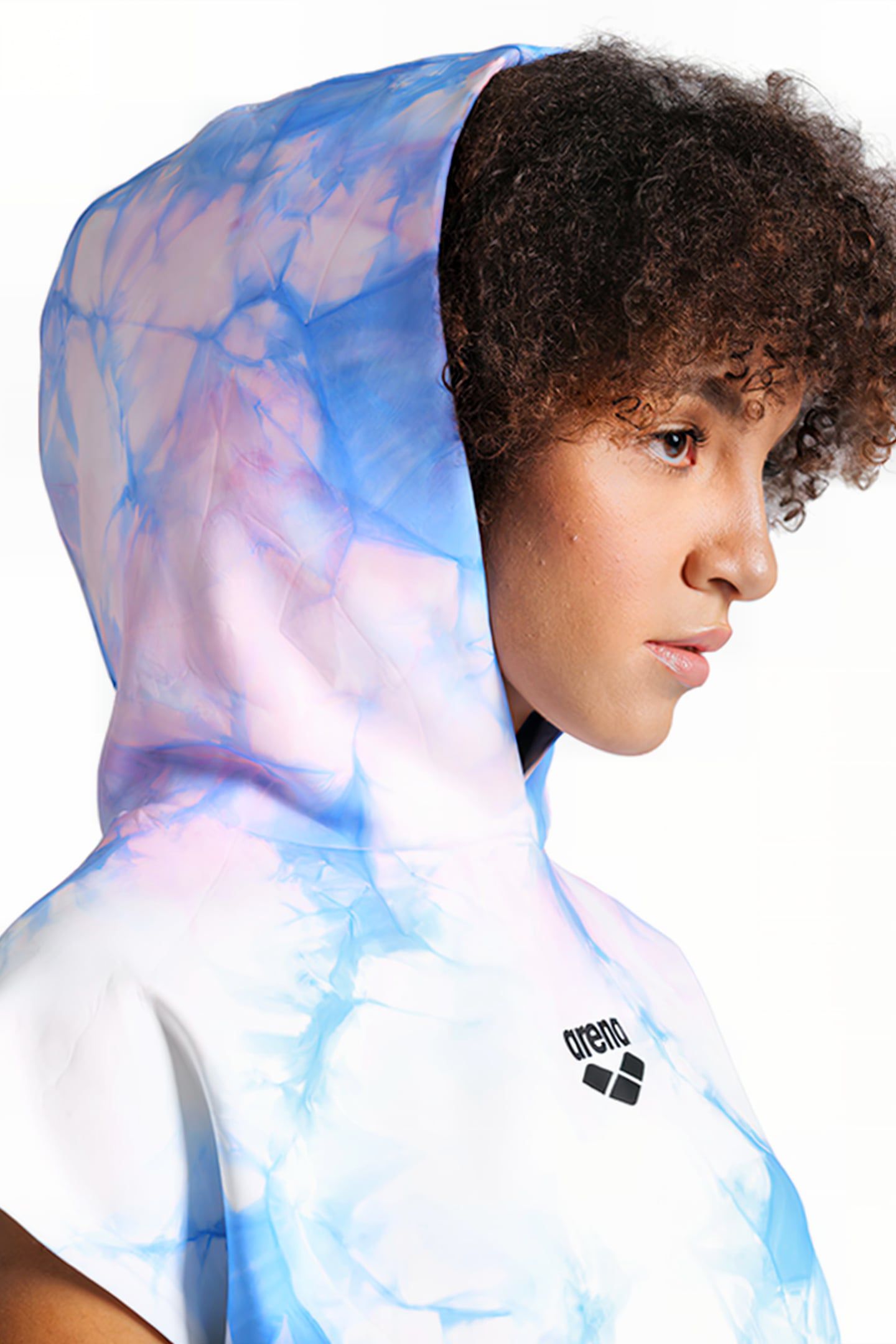 WOMEN'S HOODED SLEEVELESS SWEAT MPH CYAN MULTI TIE&DYE 7