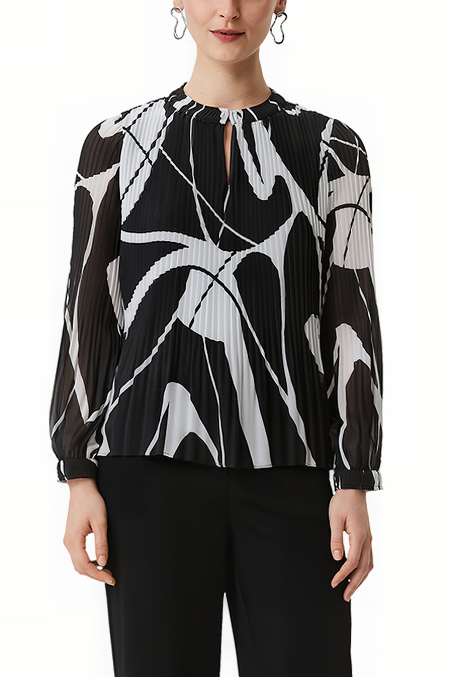 COMMA BLOUSES GREY/BLACK 1