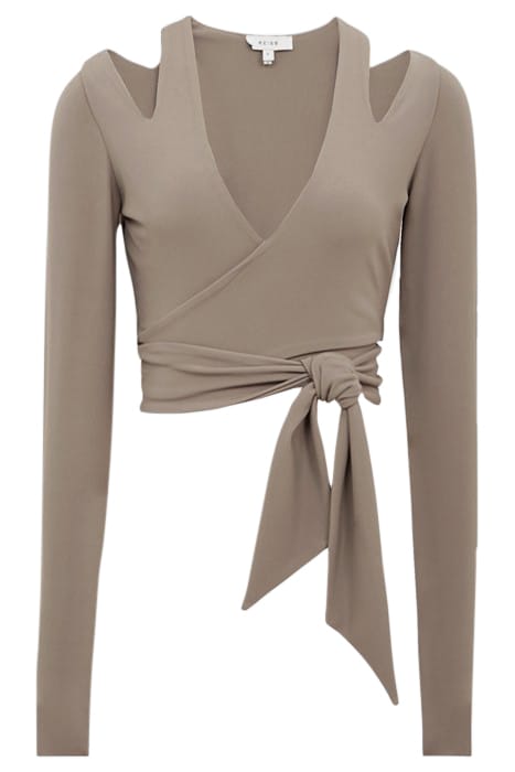 CAMILLE-TIE LONG-SLEEVED TOP — MINK 4