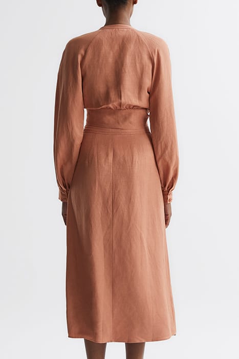 AXELLE LINEN MIDI SKIRT — RUST 3