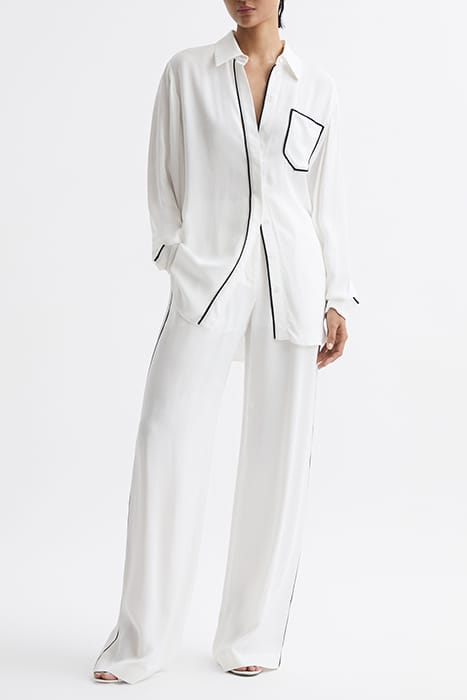 GINA-SIDE BUTTON-DOWN SHIRT — IVORY 1