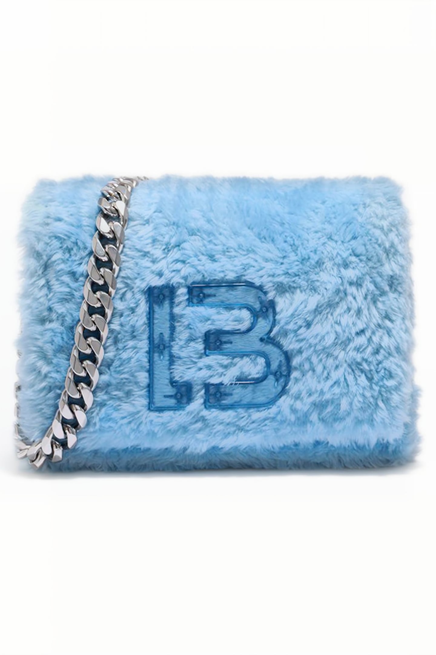 M LIGHT BLUE FUR SHOULDER BAG 1