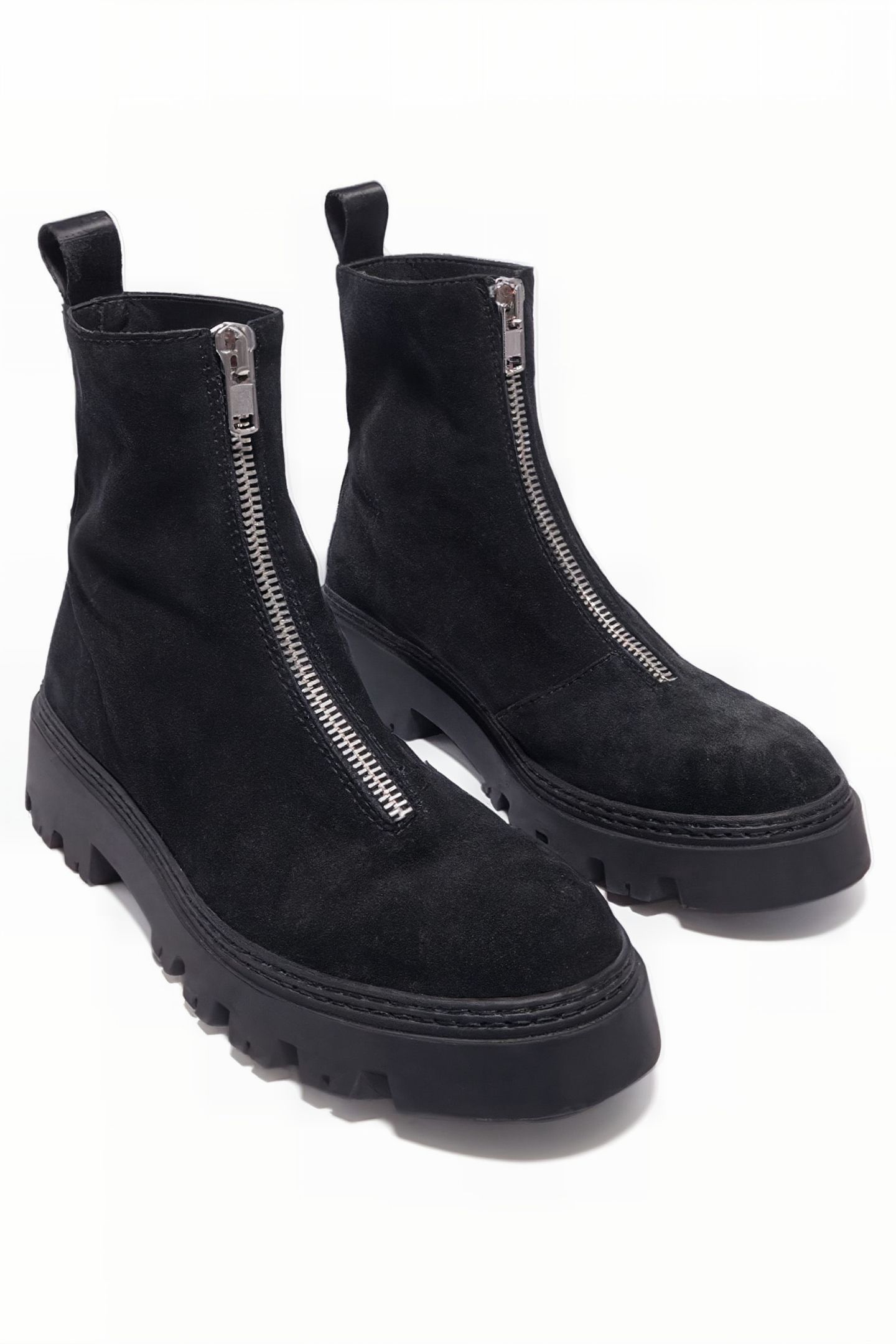 BLACK SPLIT LEATHER ANKLE BOOT 2