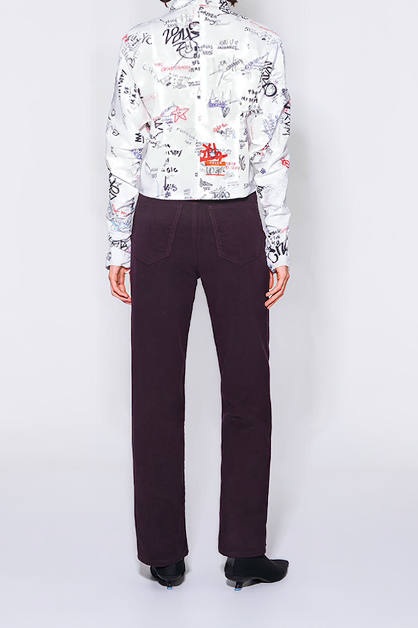 DARK BURGUNDY VELVET STRAIGHT-CUT TROUSERS 2