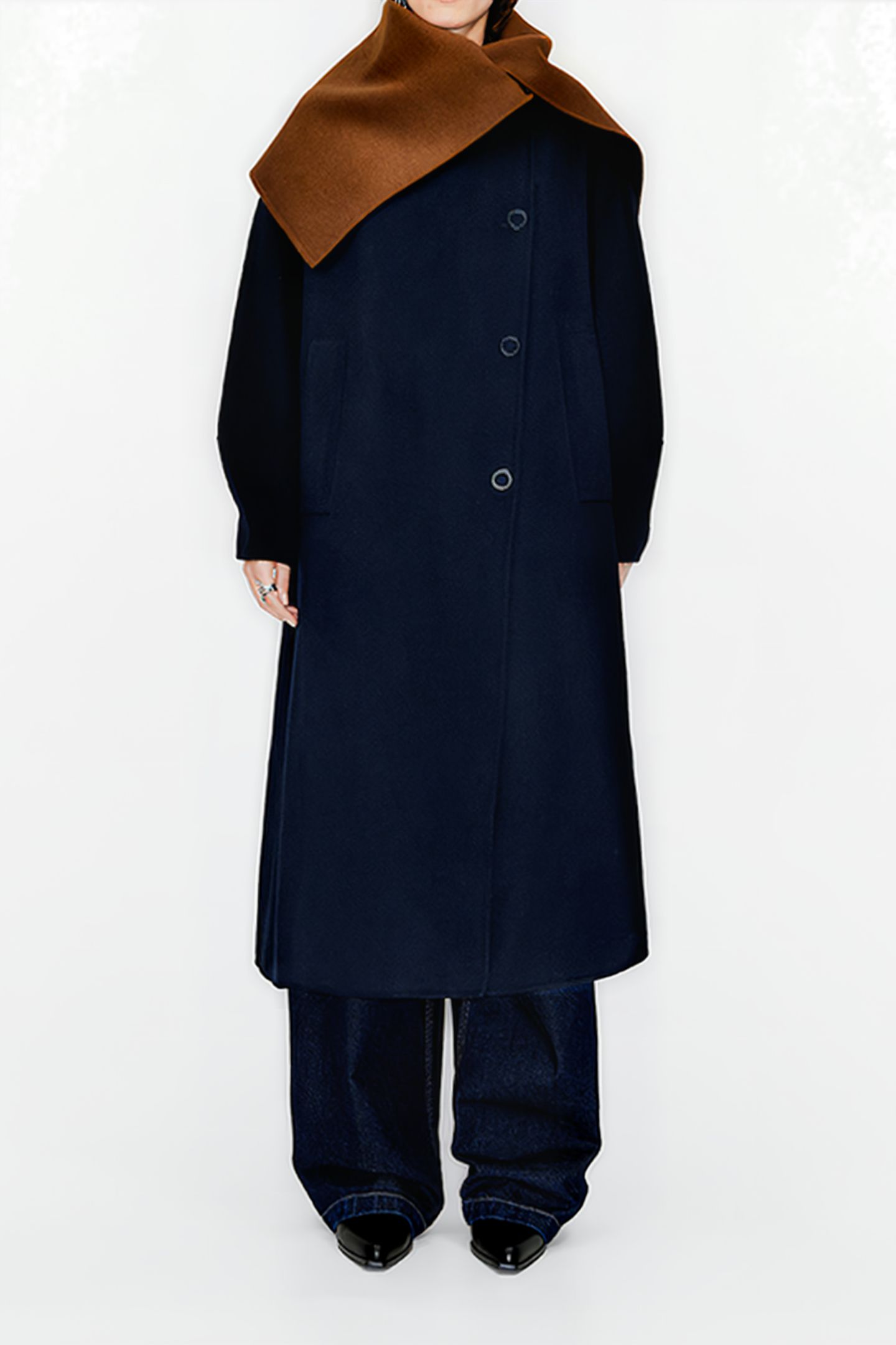 NAVY BLUE OVERSIZE DOUBLE-FACE COAT 1