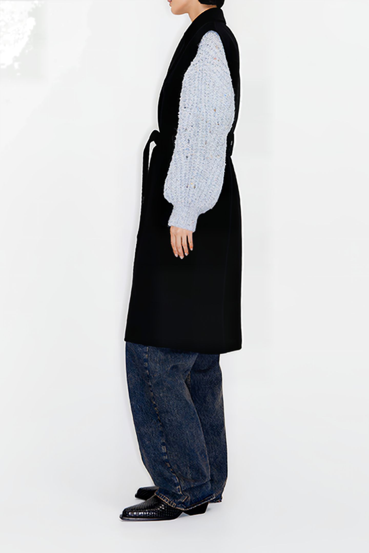 BLACK DOUBLE-FACE TAILORED VEST 4