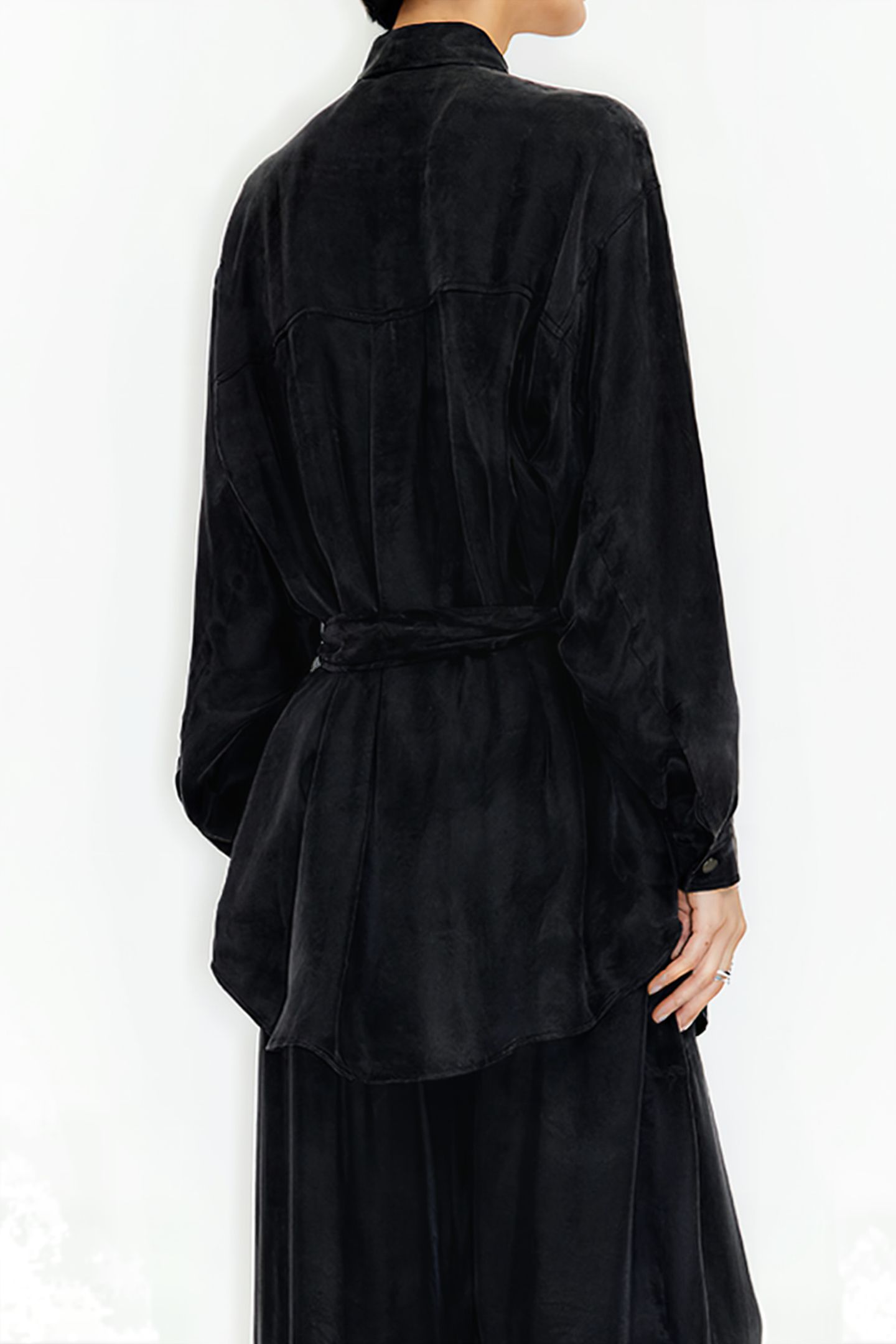 BLACK BELTED SHIRT 2