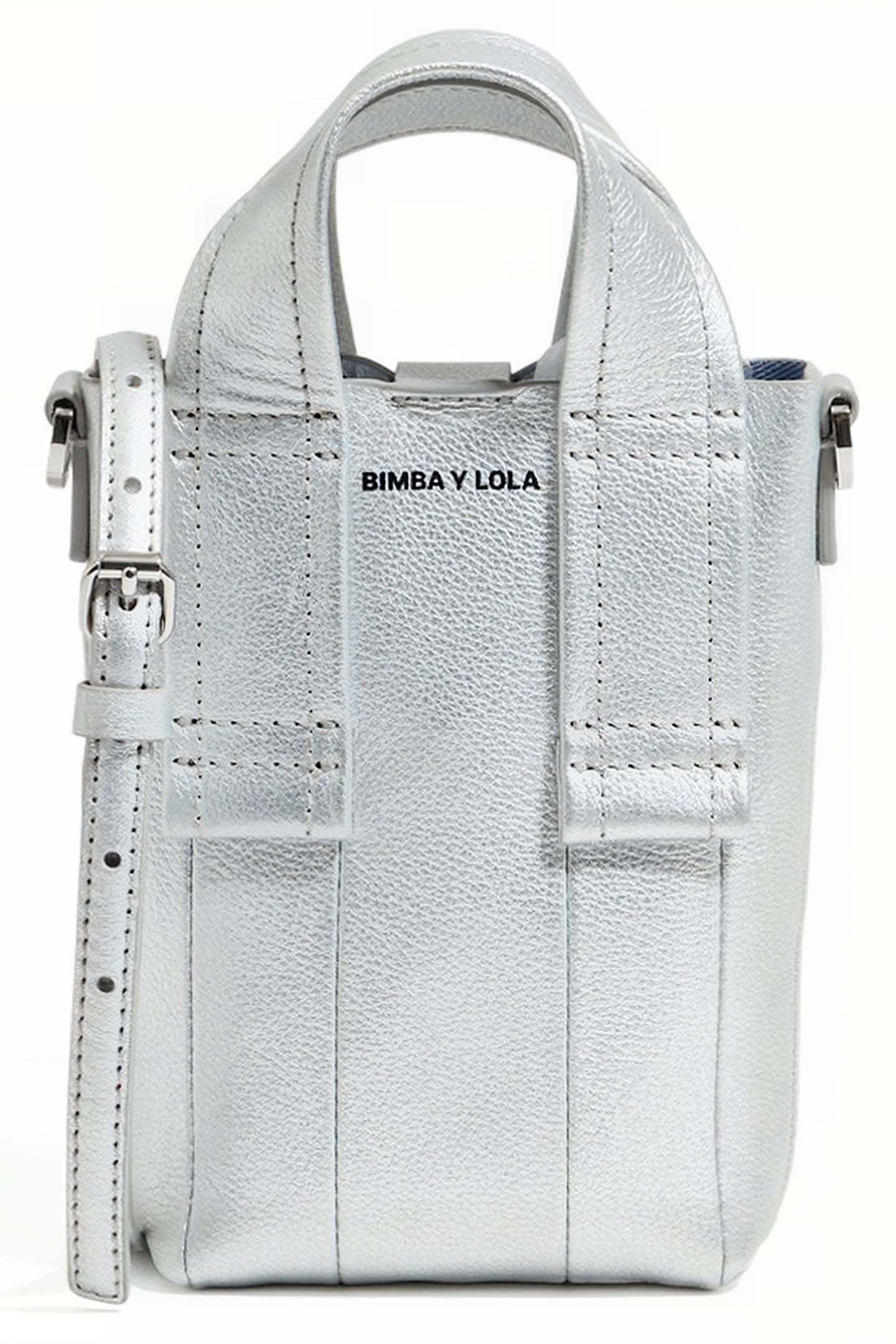 MINI SILVER LEATHER CROSSBODY BAG 1