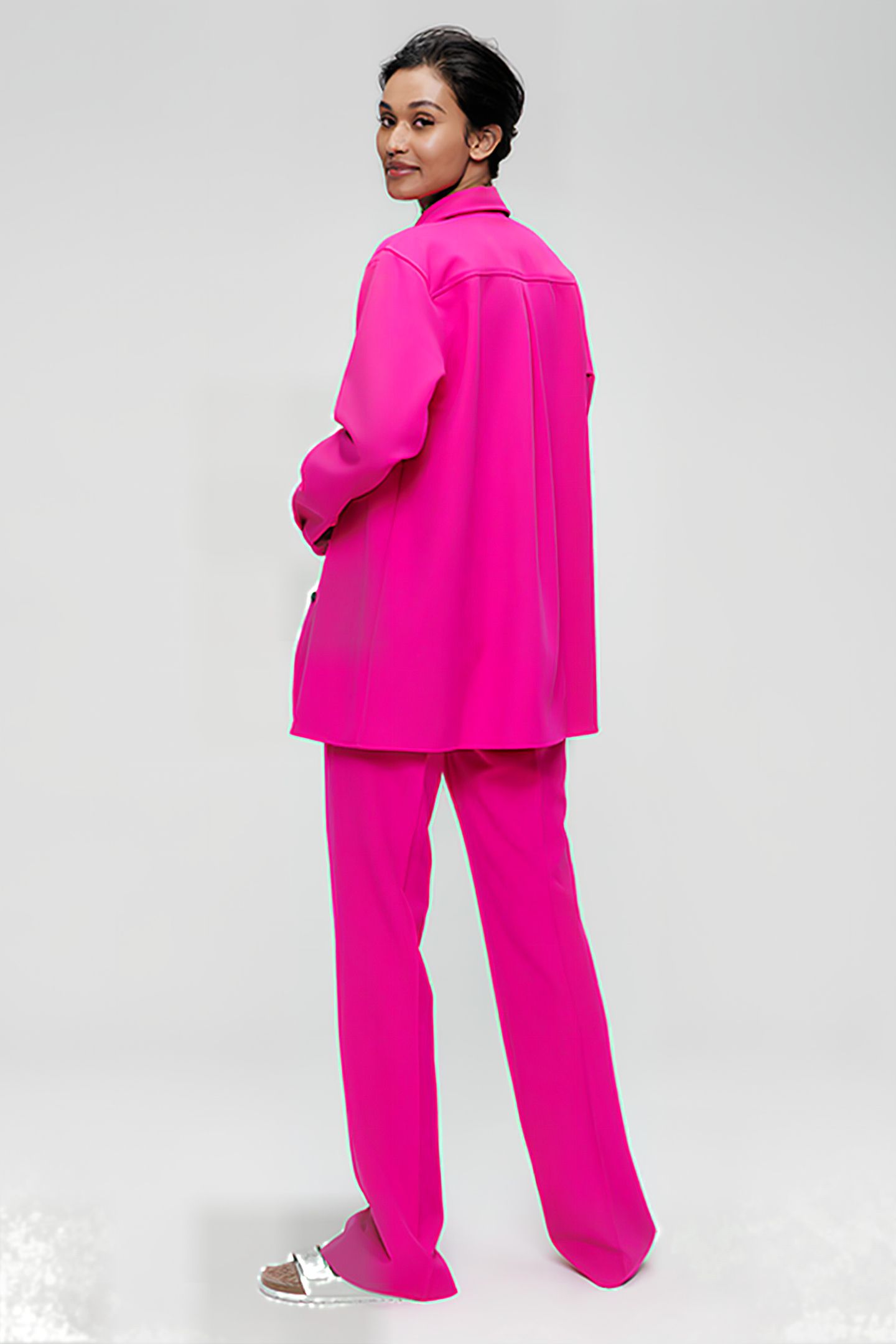 LONG BASIC FLARE PANTS PINK 3