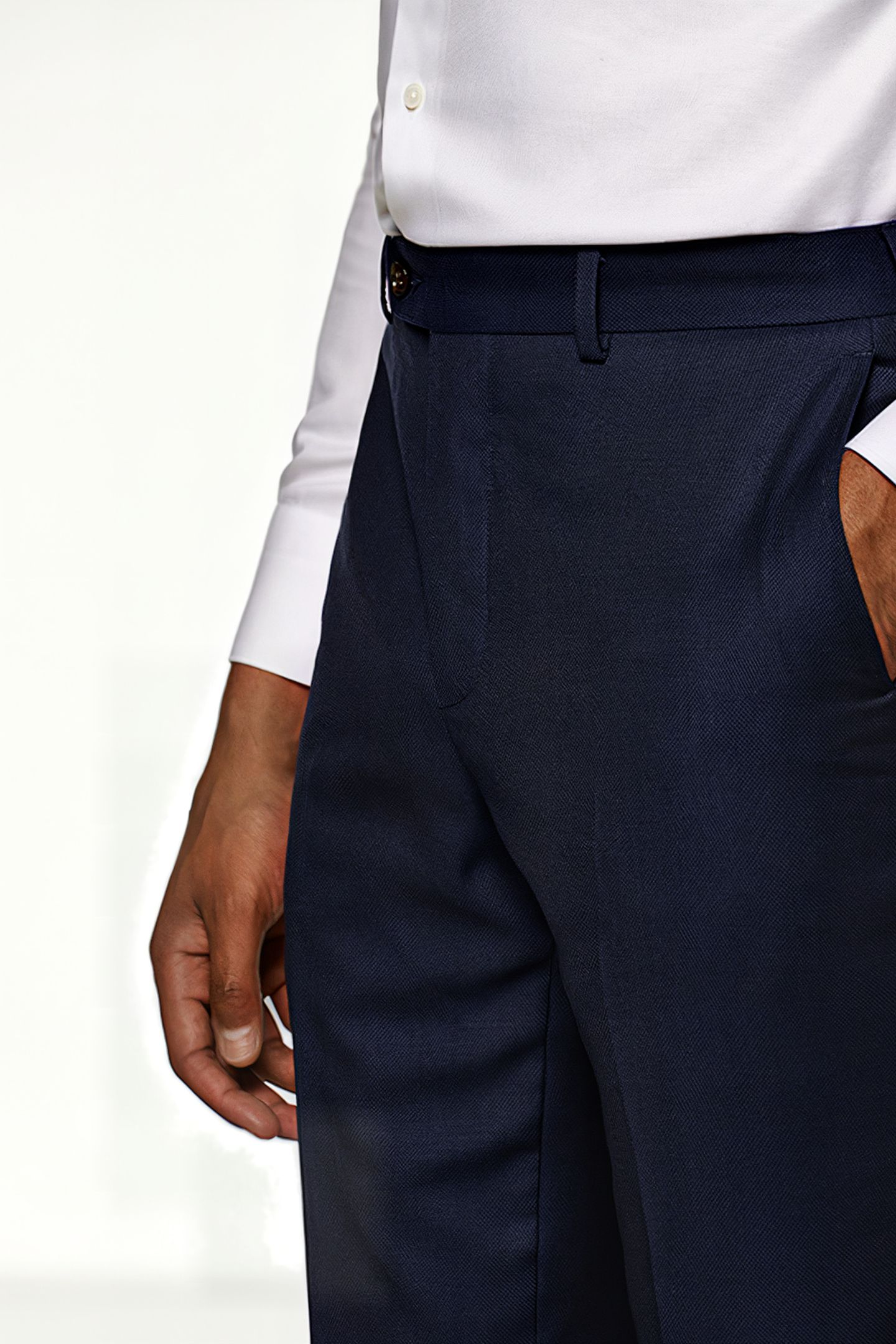 BLUE BIRD'S EYE SLIM LEG STRAIGHT TROUSERS 5