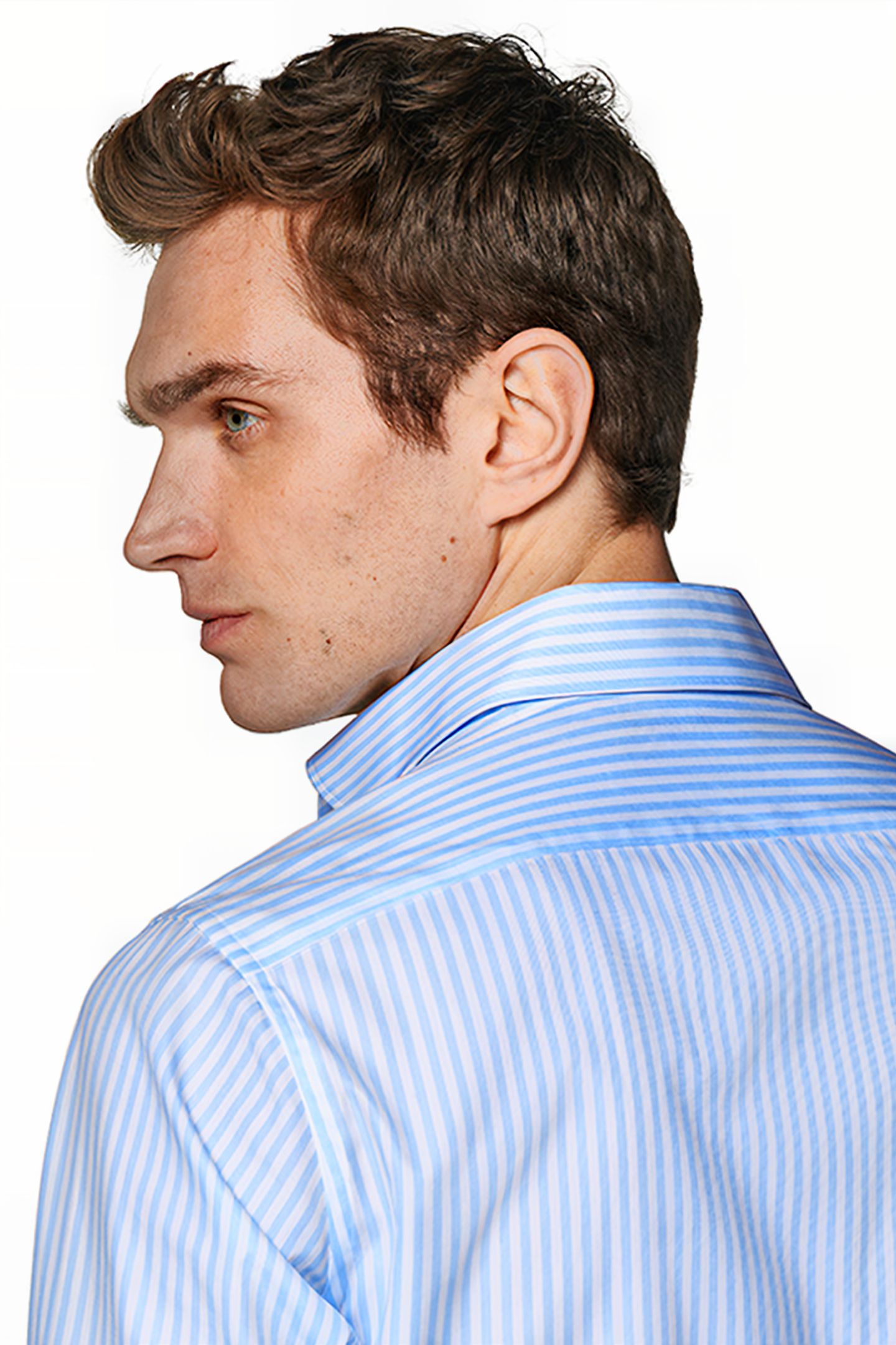 LIGHT BLUE STRIPED TWILL SLIM FIT SHIRT 5