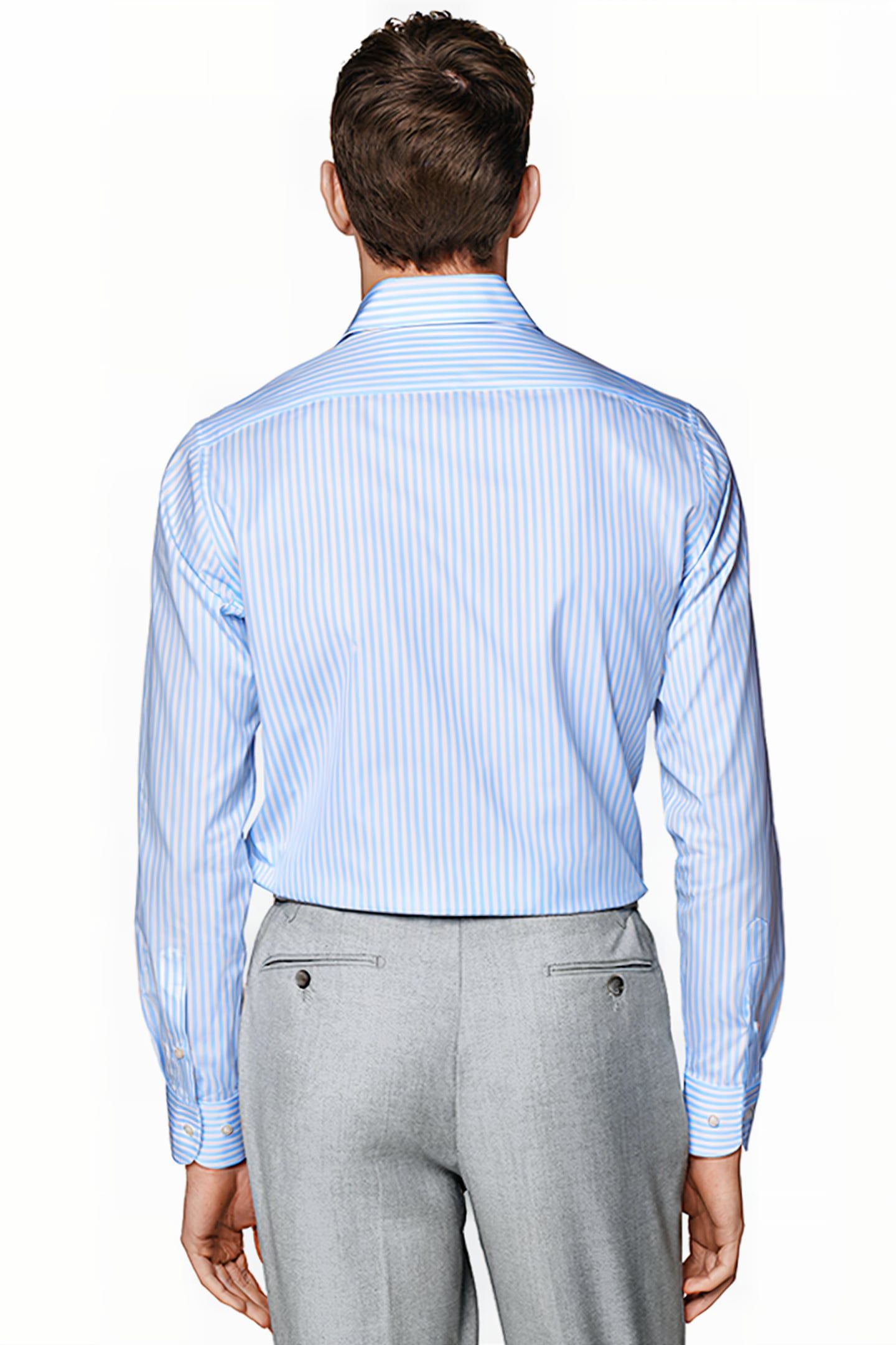 LIGHT BLUE STRIPED TWILL SLIM FIT SHIRT 2