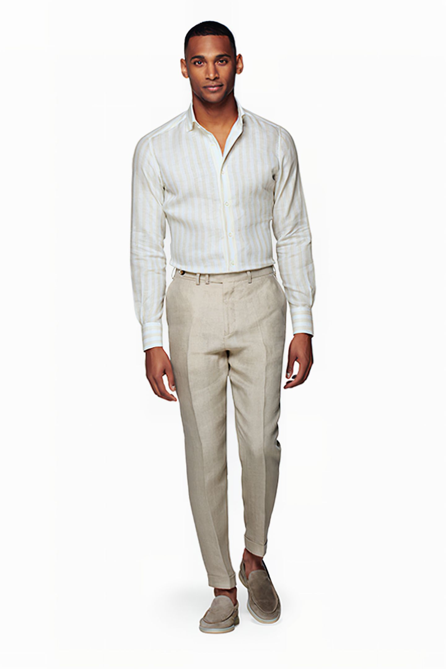 LIGHT BROWN STRIPED SLIM FIT SHIRT 5