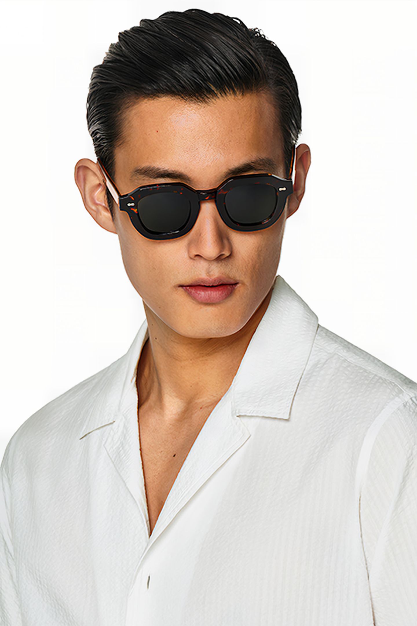 WHITE CAMP COLLAR SLIM FIT SHIRT 4