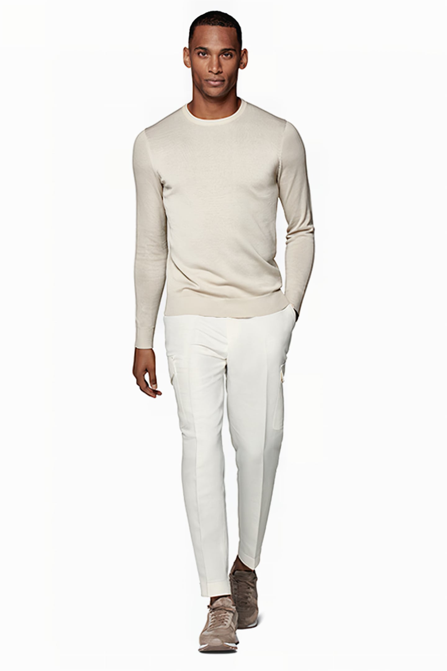 WHITE WIDE LEG TAPERED TROUSERS 4