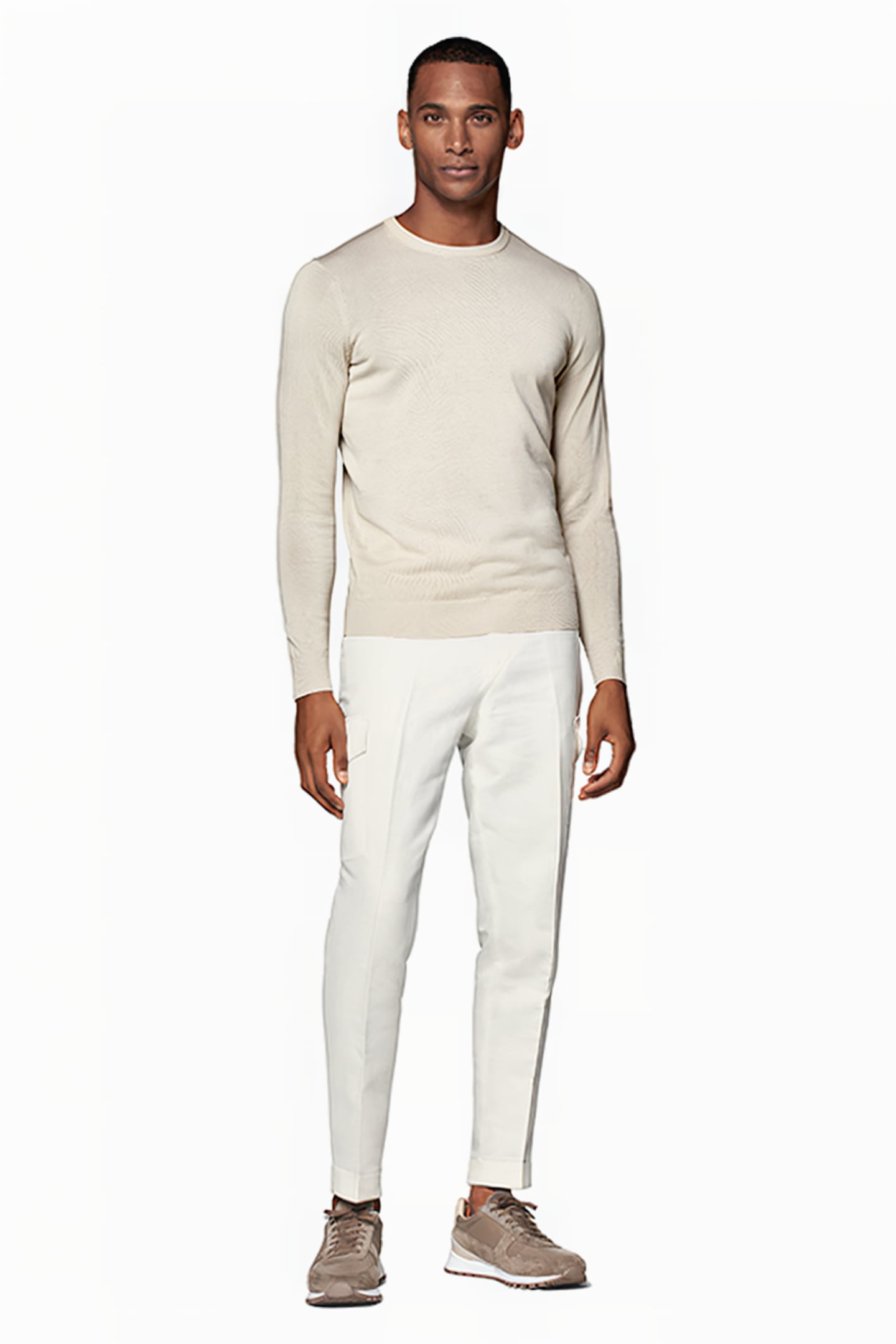 WHITE WIDE LEG TAPERED TROUSERS 3