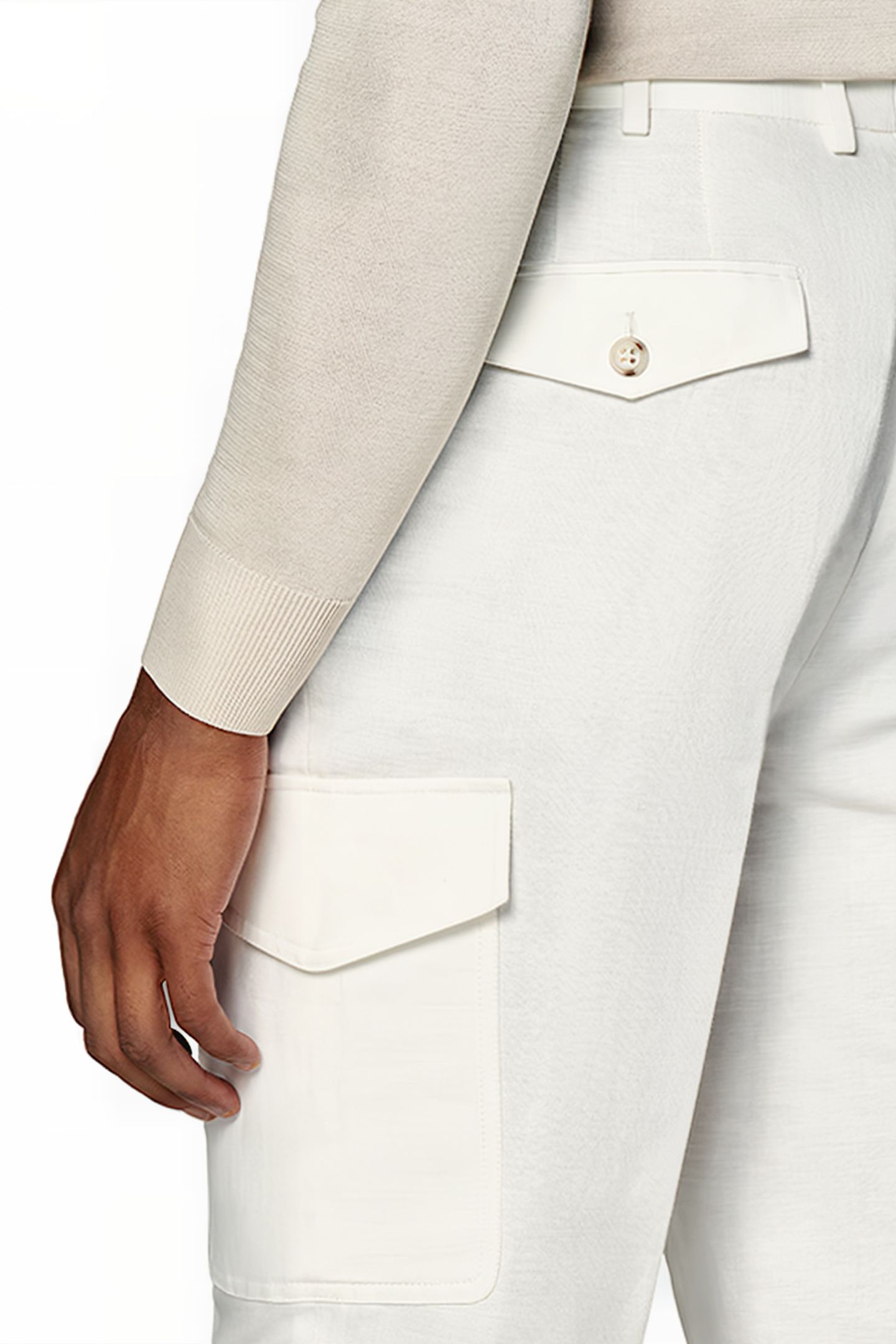 WHITE WIDE LEG TAPERED TROUSERS 6
