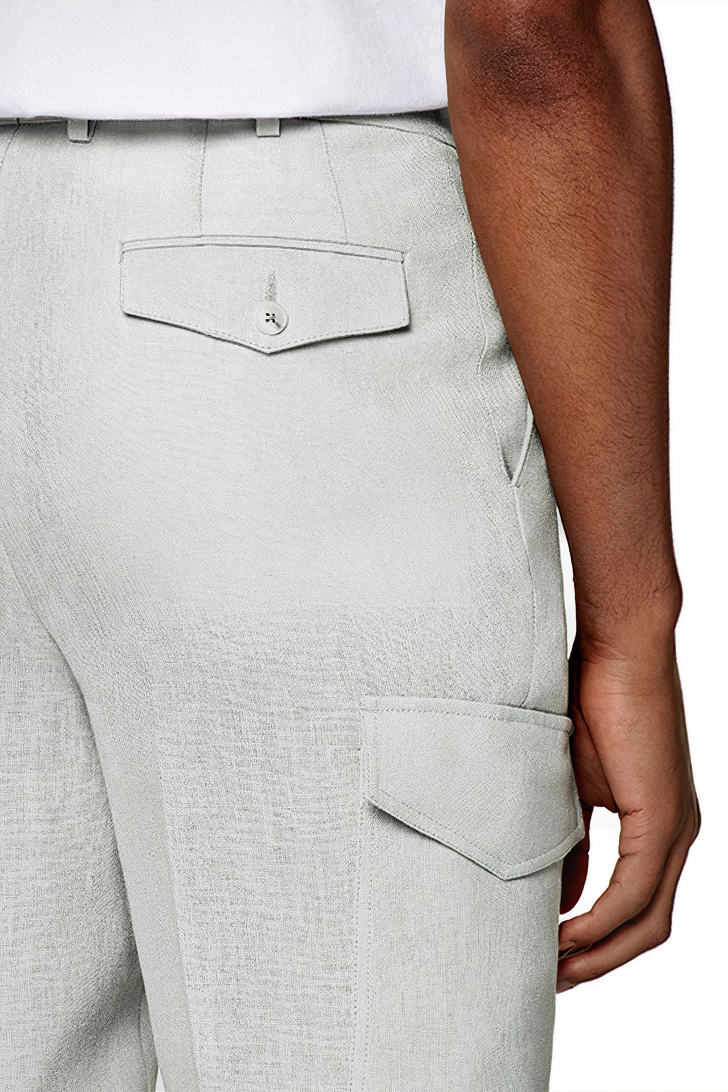 LIGHT GREY WIDE LEG TAPERED TROUSERS 6