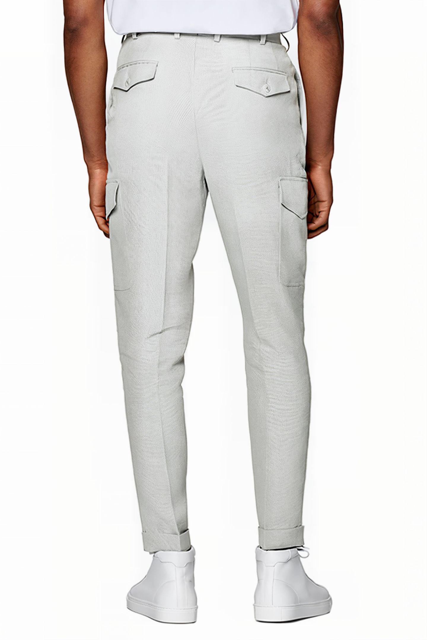 LIGHT GREY WIDE LEG TAPERED TROUSERS 2