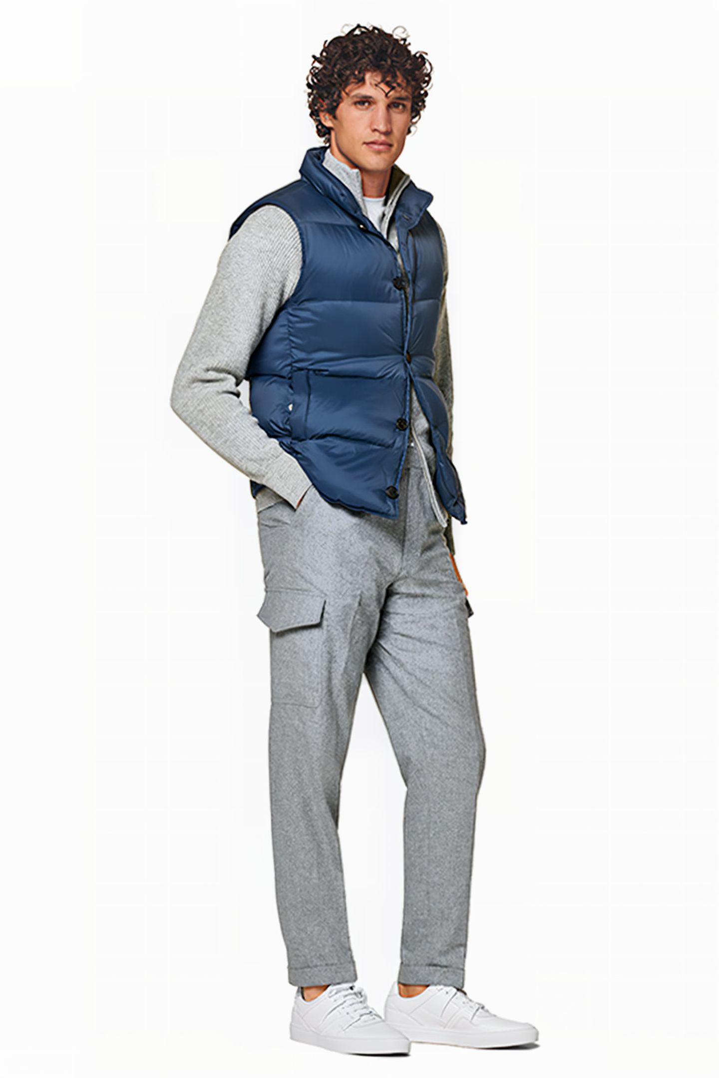 LIGHT GREY WIDE LEG TAPERED TROUSERS 4