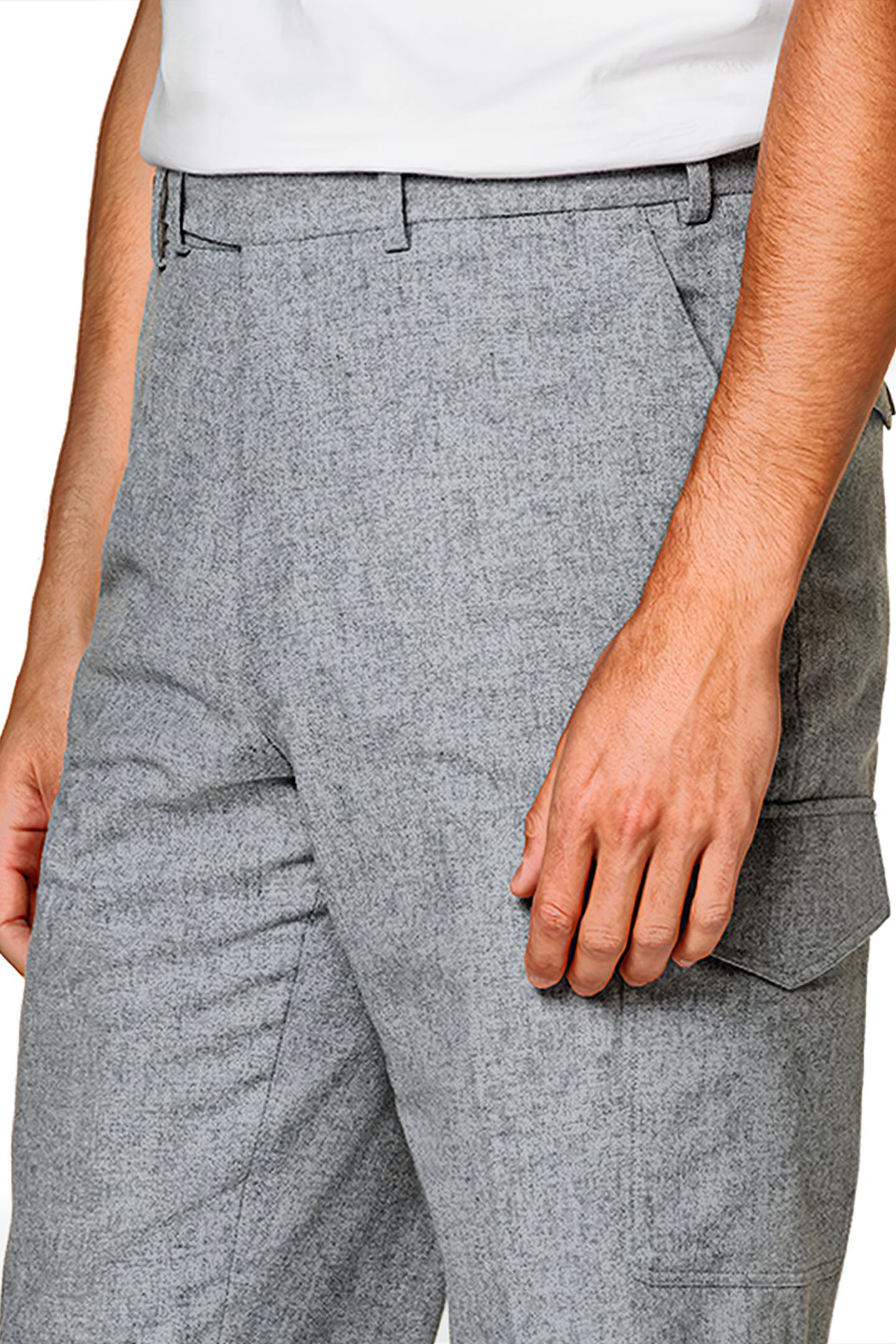 LIGHT GREY WIDE LEG TAPERED TROUSERS 5