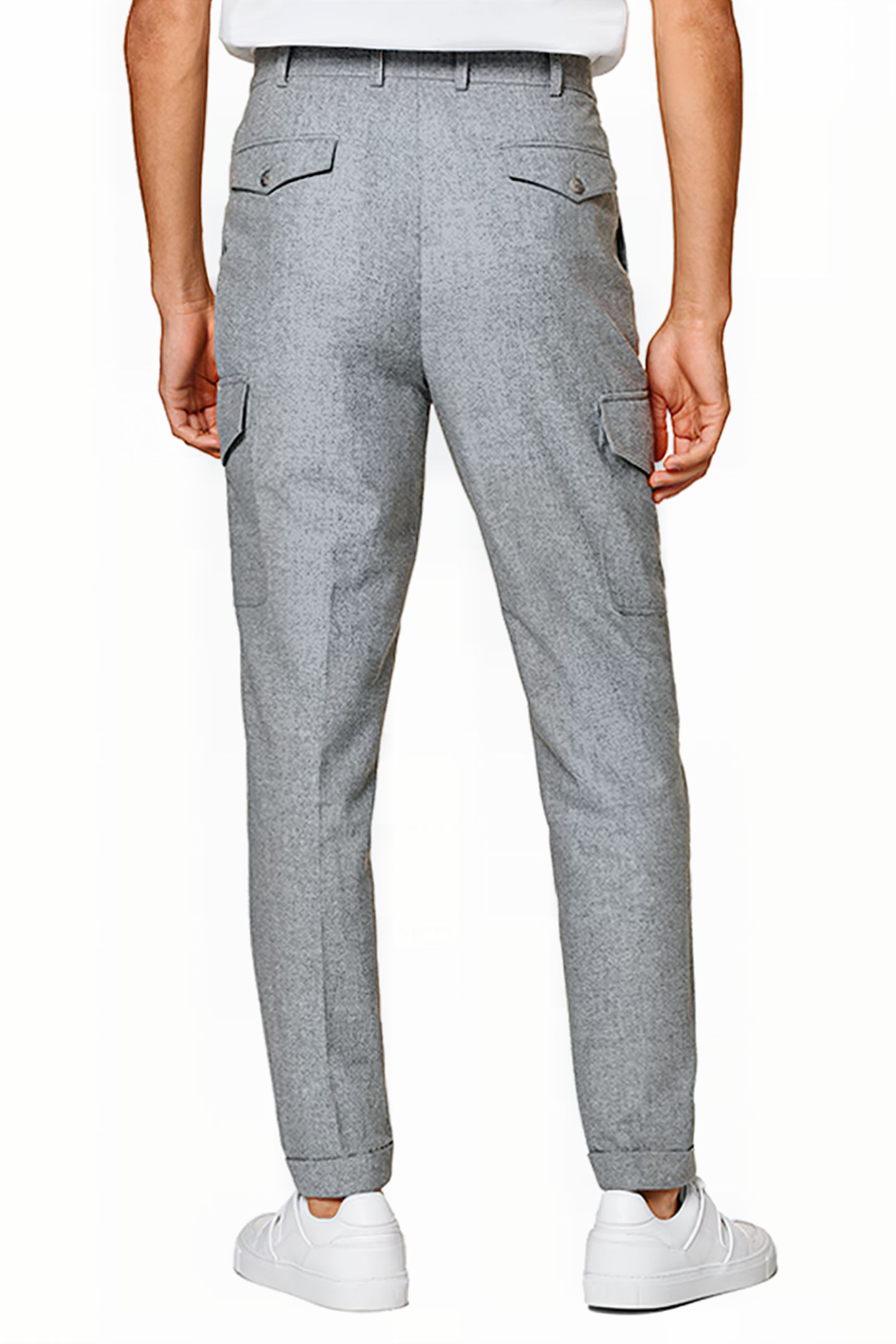 LIGHT GREY WIDE LEG TAPERED TROUSERS 2