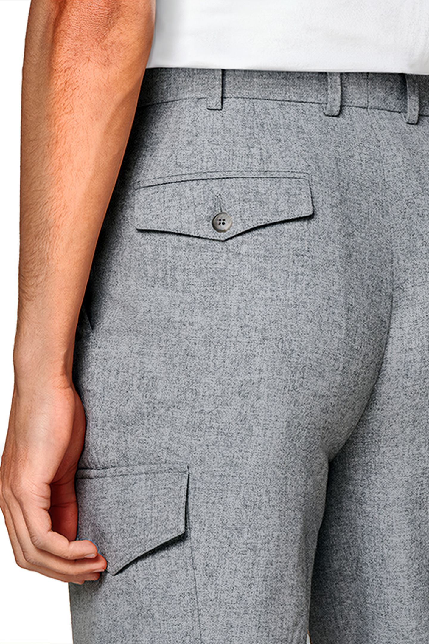 LIGHT GREY WIDE LEG TAPERED TROUSERS 6