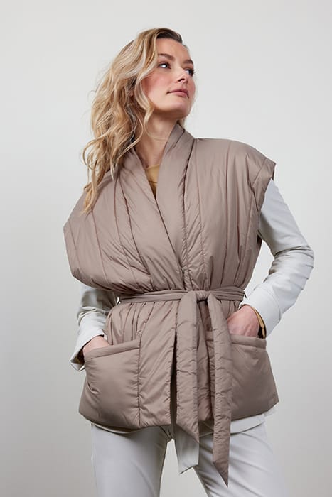 SLEEVELESS KIMONO ROMY BEIGE / BROWN 1