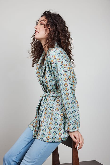 KIMONO VEST LOIS PRINT GRANITE GREEN WITH TROY PRINT 3