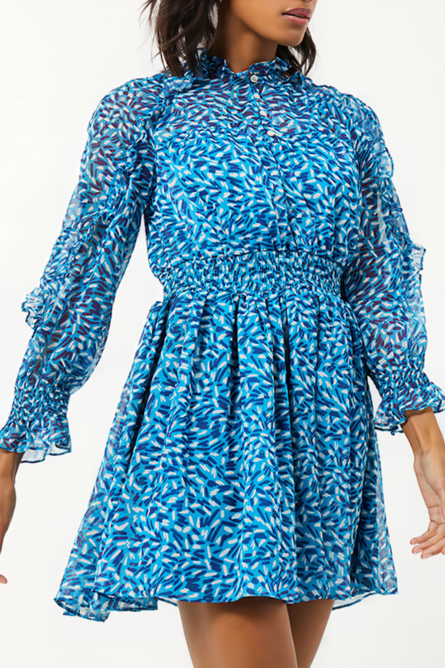 BILLI RECY HALLIE FRILL DRESS BLUE 1