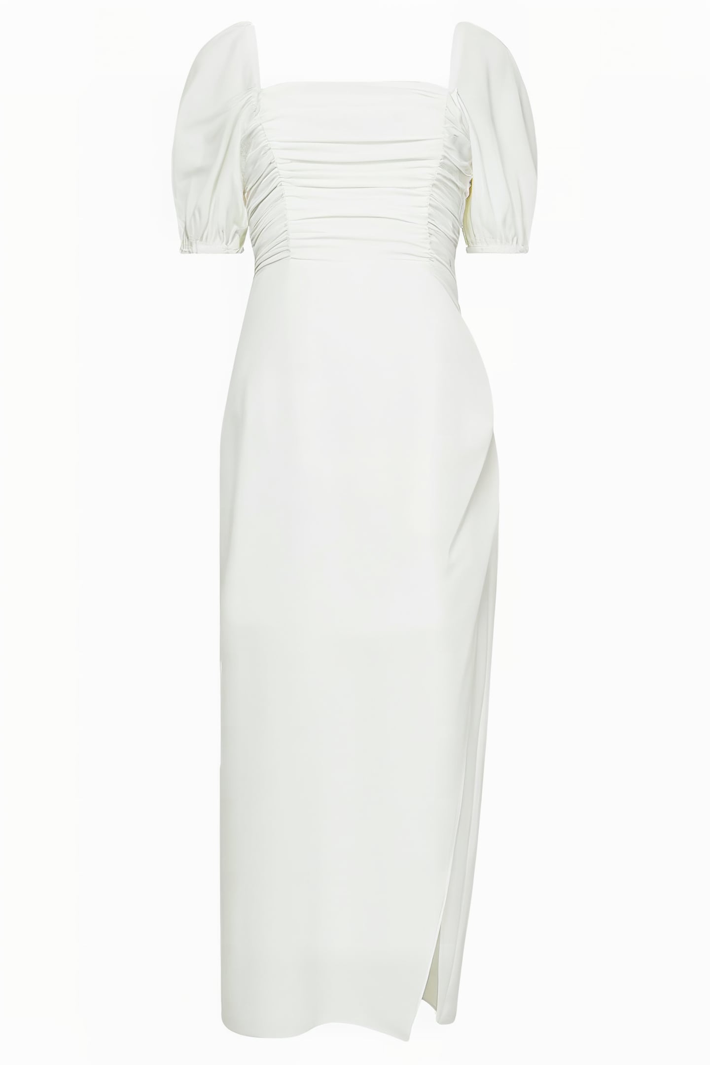 AFINA VERONA RUCHED MIDI DRESS WHITE 1
