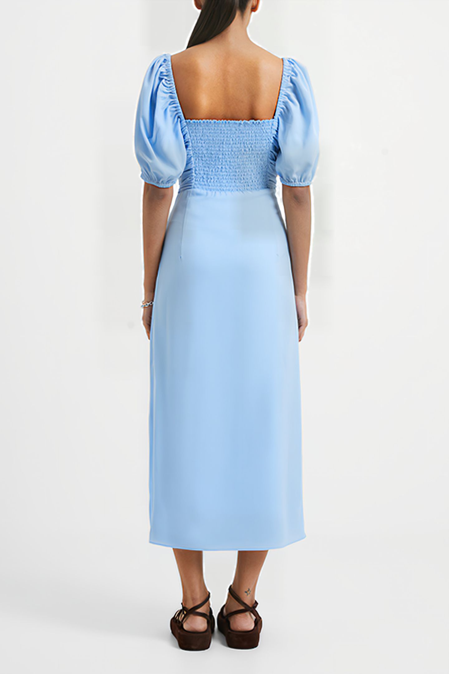AFINA VERONA RUCHED MIDI DRESS BLUE 2