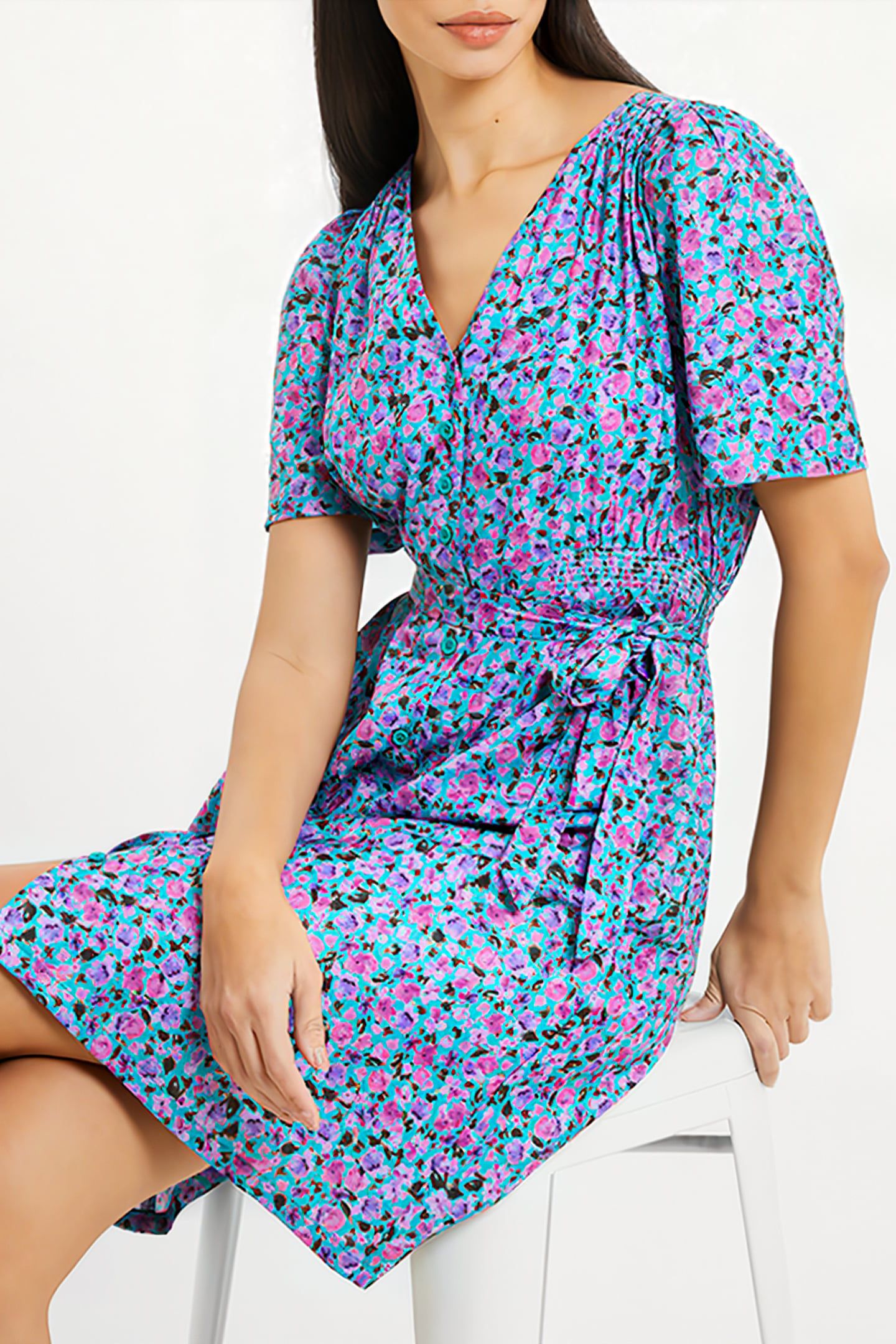 ALEZZIA ELY JACQUARD SS DRESS GREEN 5